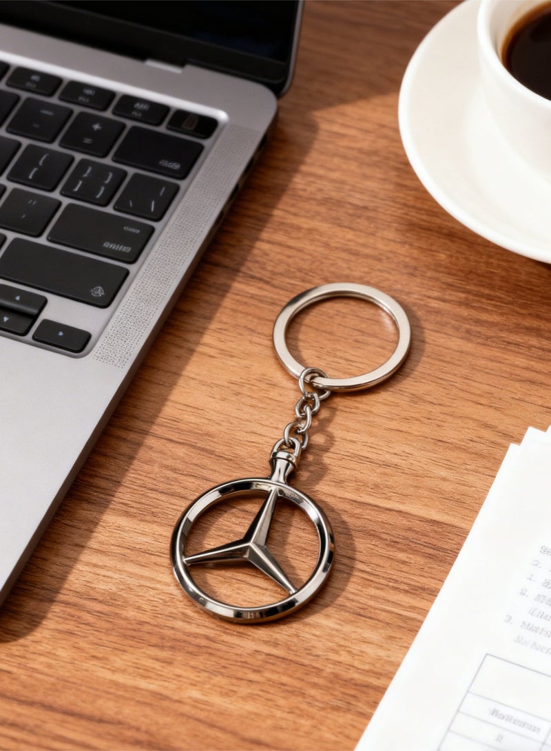 Polished Metal Car Logo Keychain, Durable Keyring For Daily Use (Silver) - Image 3